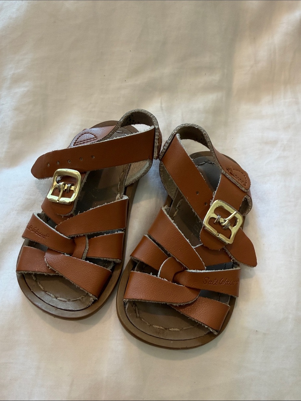 Toddler Salt Water Sandals by Hoy Brown Leather Sandals with Gold Buckles